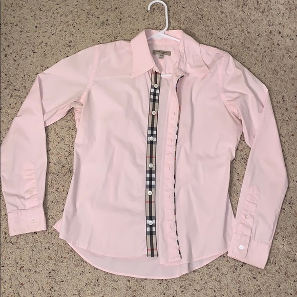 pink burberry button up shirt